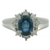 Platinum 1.38 ct Natural Sapphire & Diamond Ring