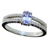 Oval Natural Tanzanite & Diamond Ring