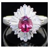 Platinum 2.18 ct Natural Ruby & VS Diamond Ring