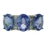 Platinum 3.13 ct Natural Tanzanite & Diamond Ring
