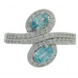 Natural 2.20 ct Blue & White Zircon Designer Ring