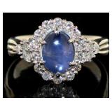 Platinum 3.04 ct Star Sapphire & Diamond Ring