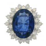 14kt Gold 13.12 ct Sapphire & Diamond Ring