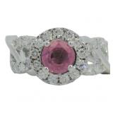 Brilliant 2.15 ct Lab Pink Sapphire & Diamond Ring