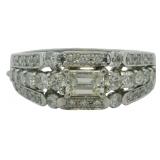 Platinum 1.03 ct Natural Emerald Cut Diamond Ring