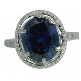Oval 4.28 ct Tanzanite & Natural Diamond Ring