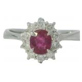 Platinum .95 ct Natural Ruby & Diamond Ring