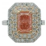 Radiant Cut 3.25 ct Vivid Pink Lab Diamond Ring