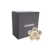 Chanel CC Logo Rhinestone Flower Shape Ring