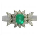 Platinum .84 ct Natural Emerald & Diamond Ring