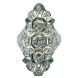 Platinum 1.77 ct Natural Diamond & Deco Ring