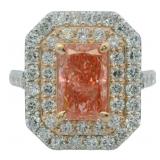 Radiant Cut 3.71 ct VS Vivid Pink Lab Diamond Ring