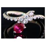 Platinum Natural Ruby & VS Diamond Ring