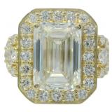 14kt Gold 6.63 ct Emerald Cut Lab Diamond Ring