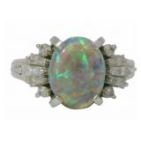 Platinum 1.71 ct Natural Opal & Diamond Ring
