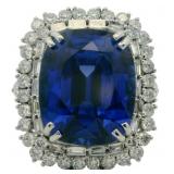 14k Gold 20.27 ct Sapphire & Diamond Ring