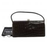 Versace Crocodile Embossed Leather Shoulder Bag