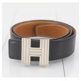 Hermes H Silver Belt