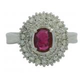 Platinum 1.12 ct Natural Ruby & Diamond Ring