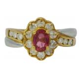 Plat/18k Gold 1.06 ct Natural Ruby & Diamond Ring