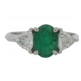 14k Gold 1.60ct Natural Emerald & Lab Diamond Ring