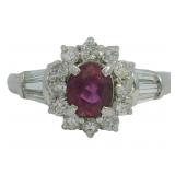 Platinum 1.31 ct Natural Ruby & Diamond Ring