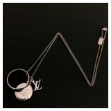 LOUIS VUITTON SILVER MONOGRAM PENDANT NECKLACE
