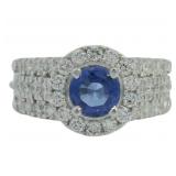 Brilliant 2.07 ct Lab Sapphire & Diamond Ring