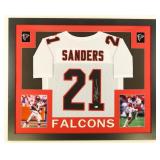 Autographed Deion Sanders Framed Jersey