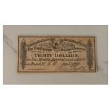 $30 Confederate States of America Bond Coupon