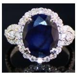 14kt Gold 4.94 ct GIA Sapphire & Diamond Ring