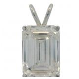 14kt Gold 5.10 ct Emerald Cut Lab Diamond Pendant