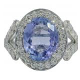 14kt Gold 5.85 ct Tanzanite & Lab Diamond Ring