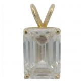 14kt Gold 5.10 ct Emerald Cut Lab Diamond Pendant