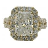 10kt Gold 4.17 ct Radiant Cut VVS Lab Diamond Ring