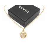 Chanel Circle Twist Coco Mark Rhinestone Necklace