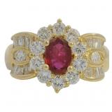 18kt Gold 2.22 ct Natural Ruby & VS Diamond Ring