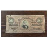 1864 $50 Confederate States of America Note
