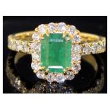 Emerald Cut 1.90 ct Emerald & Diamond Ring