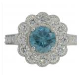 10k Gold 2.21 ct Fancy Blue Lab Diamond Ring