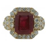 10kt Gold 5.47 ct natural Ruby & Lab Diamond Ring