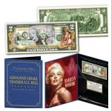 Marilyn Monroe $2 Bill Collectors Display