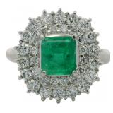 Platinum 2.06 ct Natural Emerald & VS Diamond Ring
