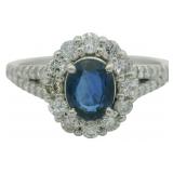 Platinum 1.31 ct Natural Sapphire & Diamond Ring