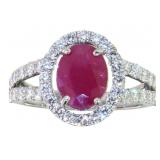 14kt Gold 3.02 ct Natural Ruby & Lab Diamond Ring