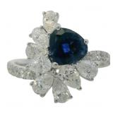 Platinum 2.72 ct Natural Sapphire & Diamond Ring
