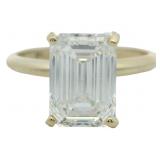 14kt Gold 2.93 ct Emerald Cut VS Lab Diamond Ring