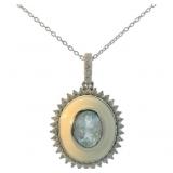 1Oval 2.00 ct Aquamarine Designer Necklace