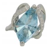 Platinum 5.49 ct Natural Aquamarine & Diamond Ring