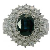Platinum 3.76 ct Natural Sapphire & Diamond Ring